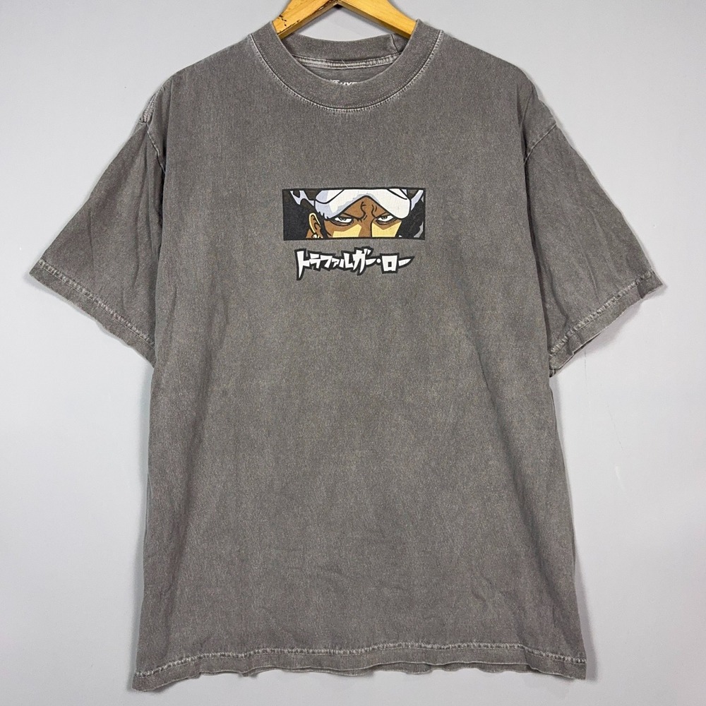 Hypland One Piece Graphic T-Shirt Mens Size Large Wash Grey Anime Streetwear